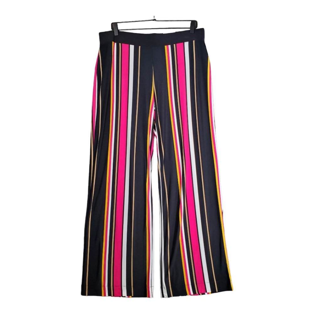 INC International Concepts sz L Wide Leg Mid Rise Pants Vivid Run Mix Stripe NWT